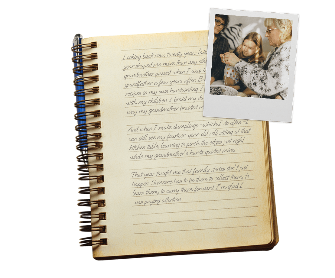 Notebook with family stories